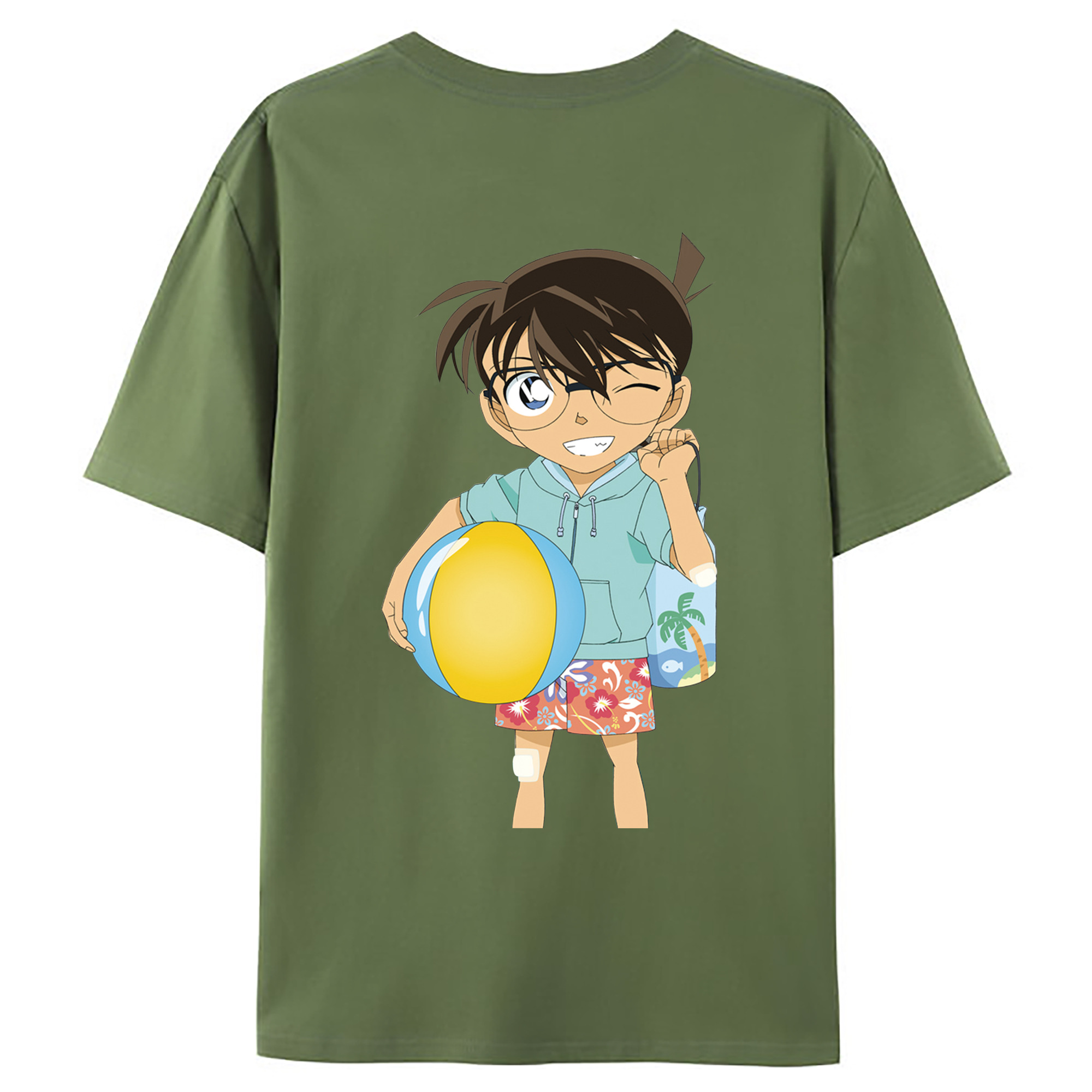 （画像用） 名探偵コナン 江戸川 コナン Detective Conan Conan Edogawa 綿100％ メンズ半袖Tシャツ（バックプリント） 通気性